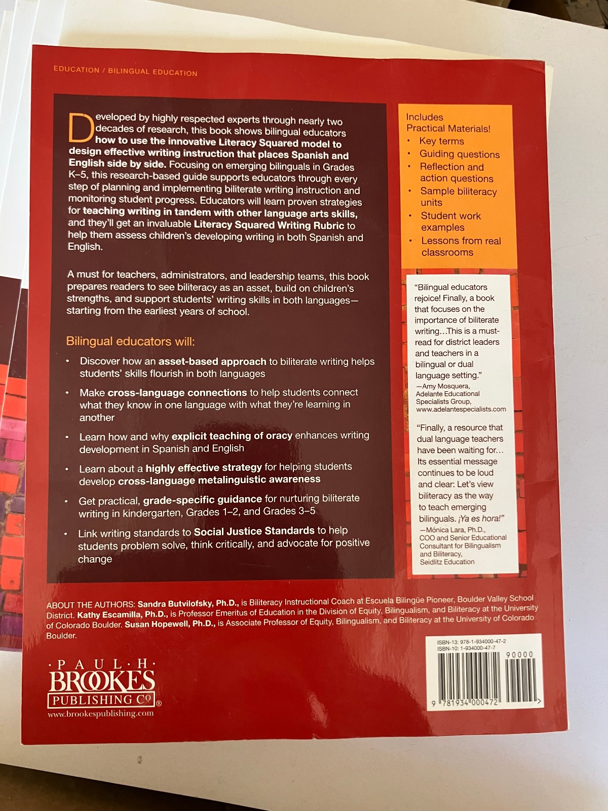 Biliterate Writing from the Start : The Literacy Squared Approach to Asset-Based