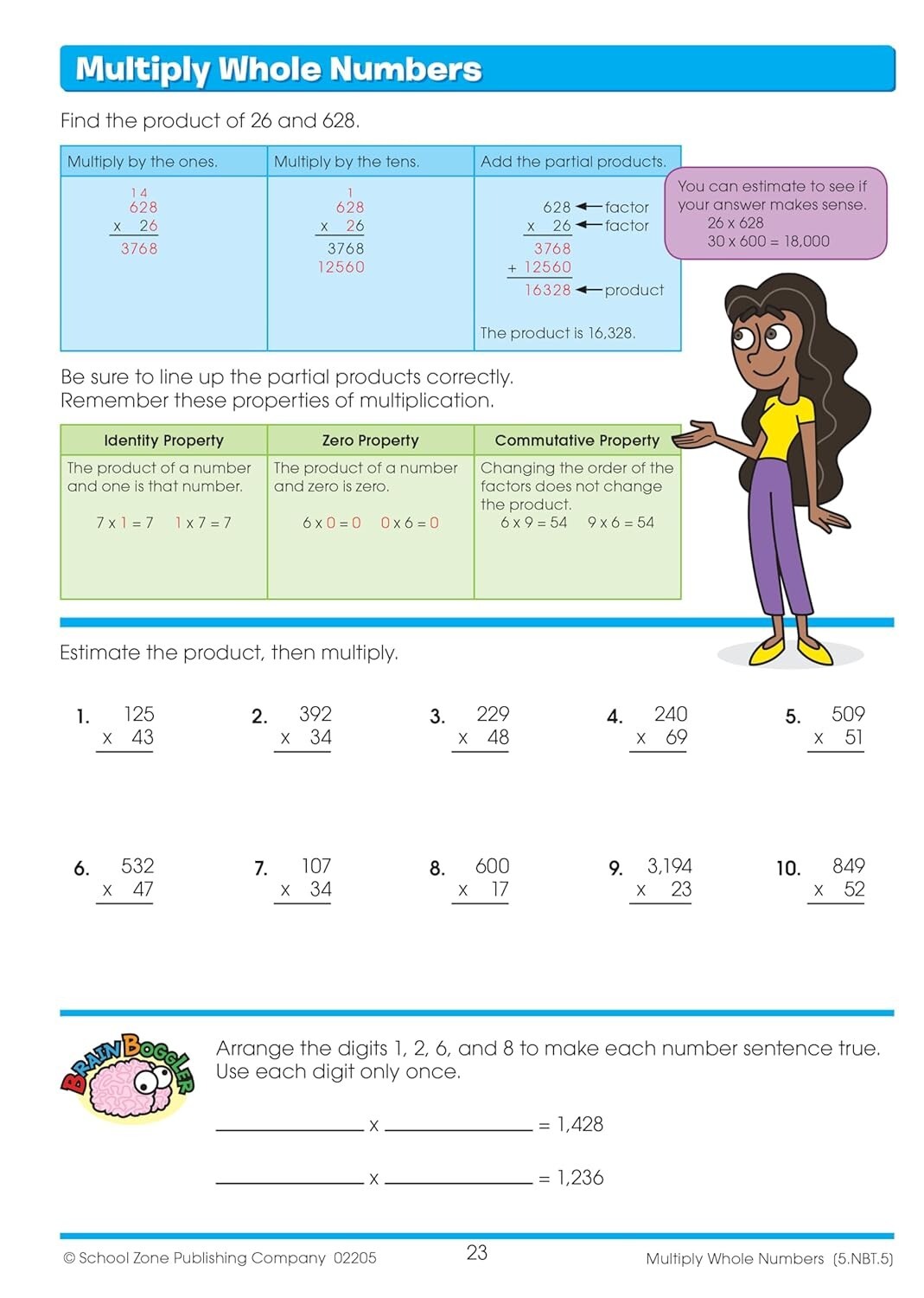 School Zone – Math Basics 5 Workbook – 64 Pages Ages 10 to 11 5th Grade Divis…