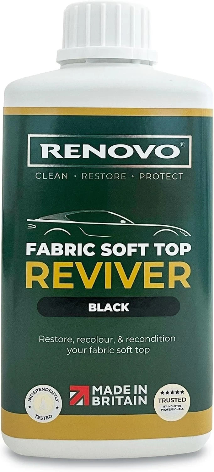 Renovo Soft Top Reviver Black 500ml Canvas Roof Restorer Dye Conditioner NEW B..