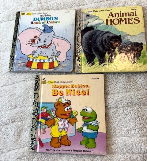 Vintage Little Golden Books Lot Muppet Babies Be Nice Dumbo Animal Homes Set 5 B