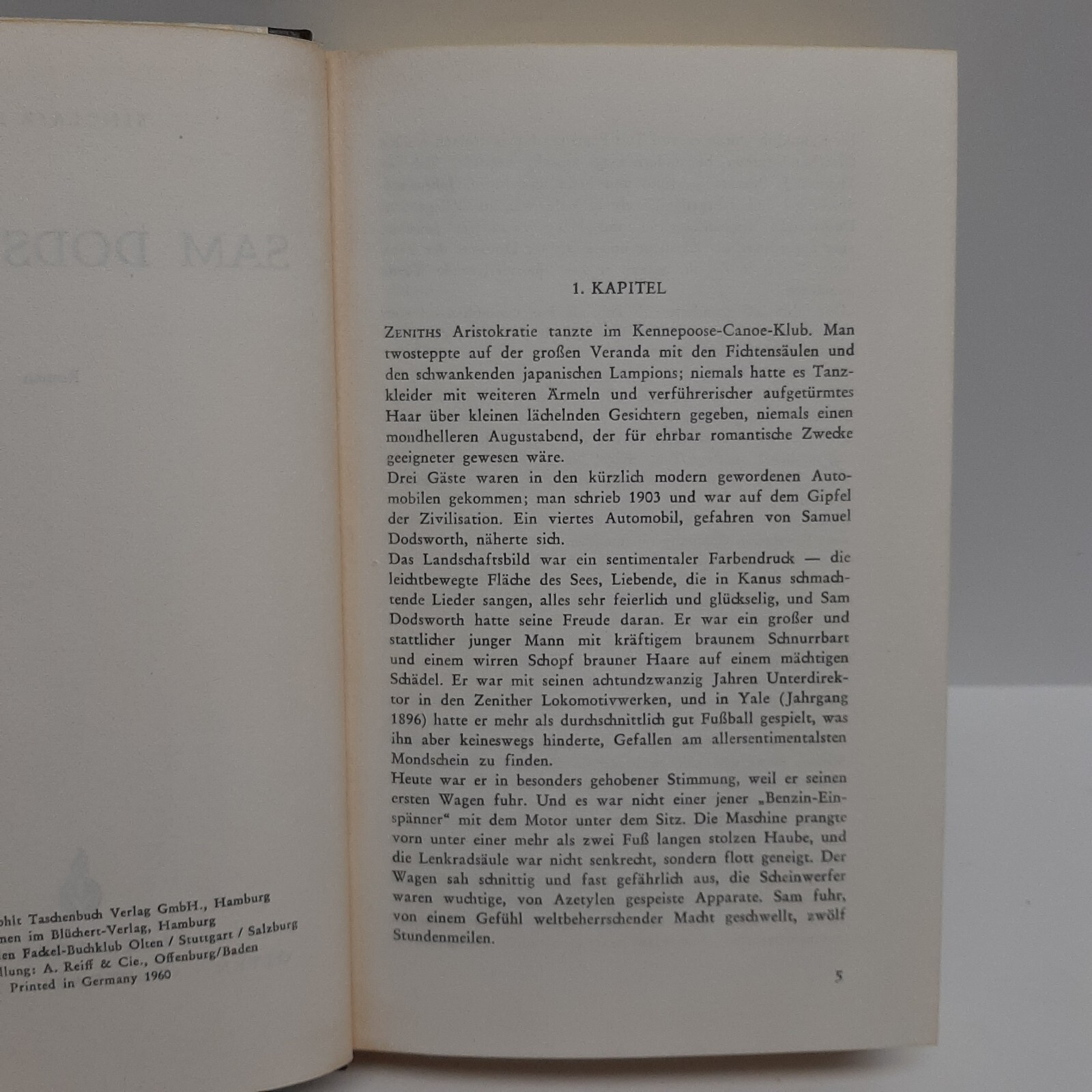 SINCLAIR LEWISSAM DODSWORTH Roman Germany 1960 Rowohlt Taschenbuch Verlag