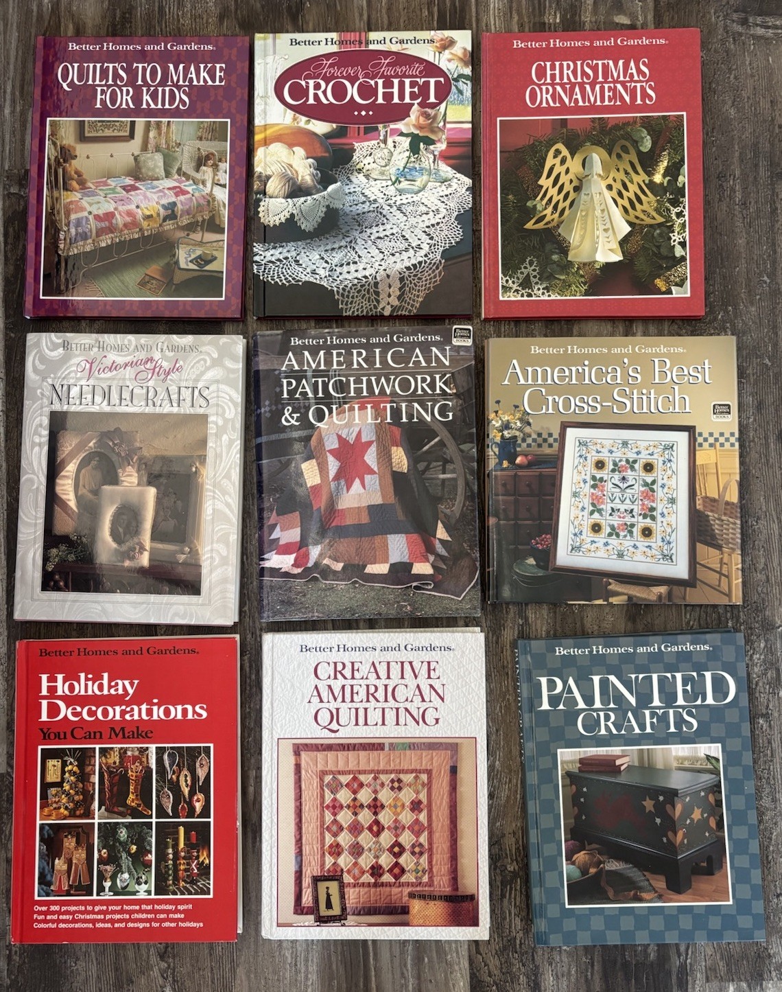 9 Better Homes & Gardens HC Book Lot Crochet Cross Stitch Holidays Quilt Craft
