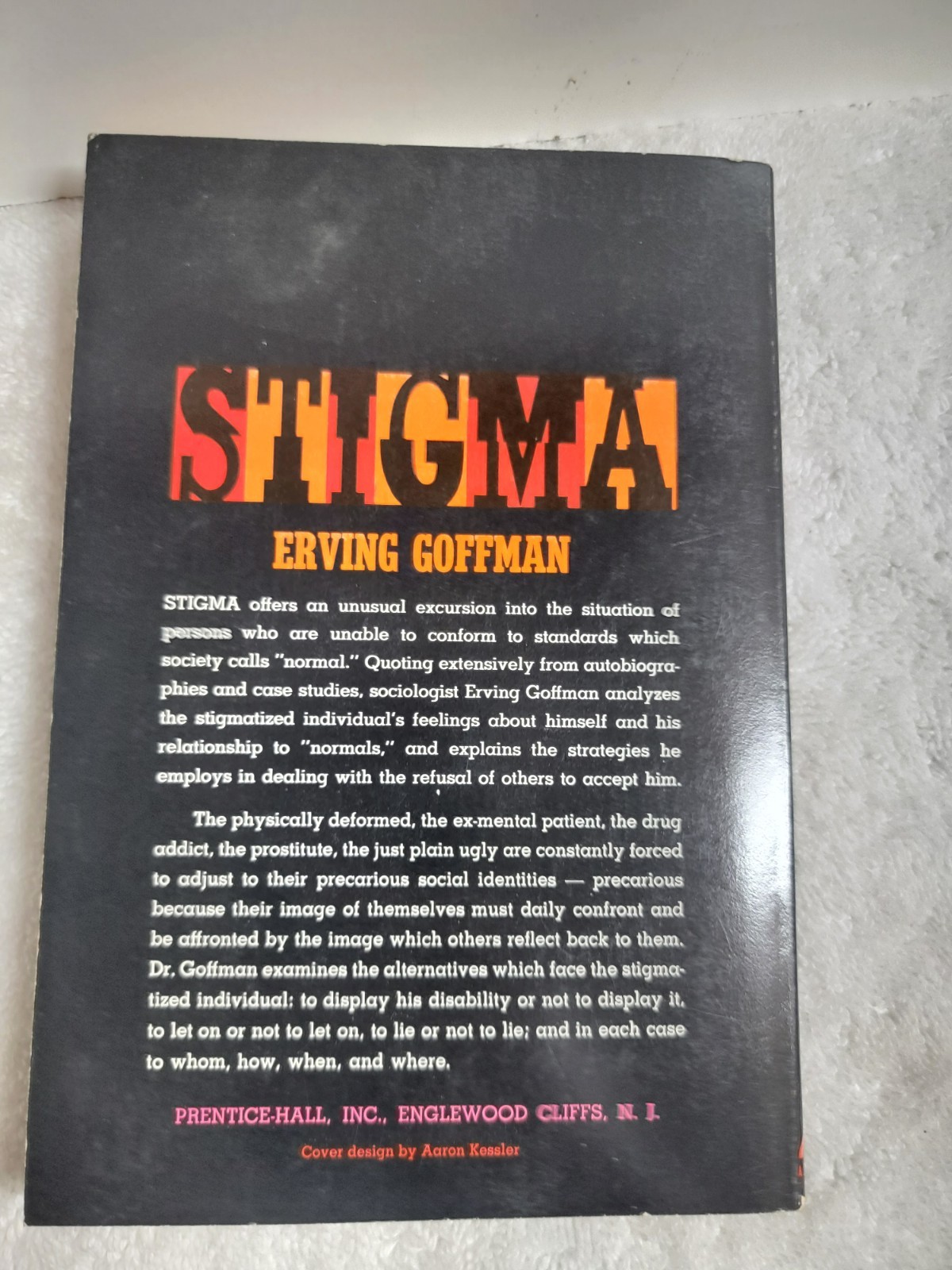 Stigma by Erving Goffman PB First Thus Very Good 1963 Vintage Books! Exc.