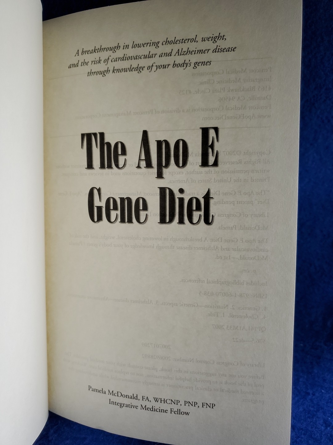 The APO E Gene Diet by Pamela McDonald — 1st Edition Hardcover (2007)