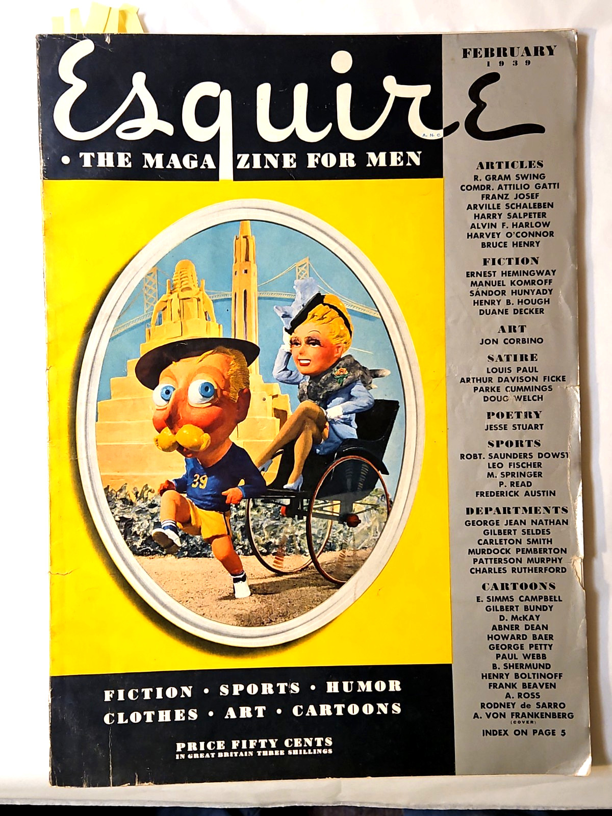 Esquire Magazines for Men~1939 Lot of (TWO~2~TWO) Vargas, Sports, Humor, Esky!