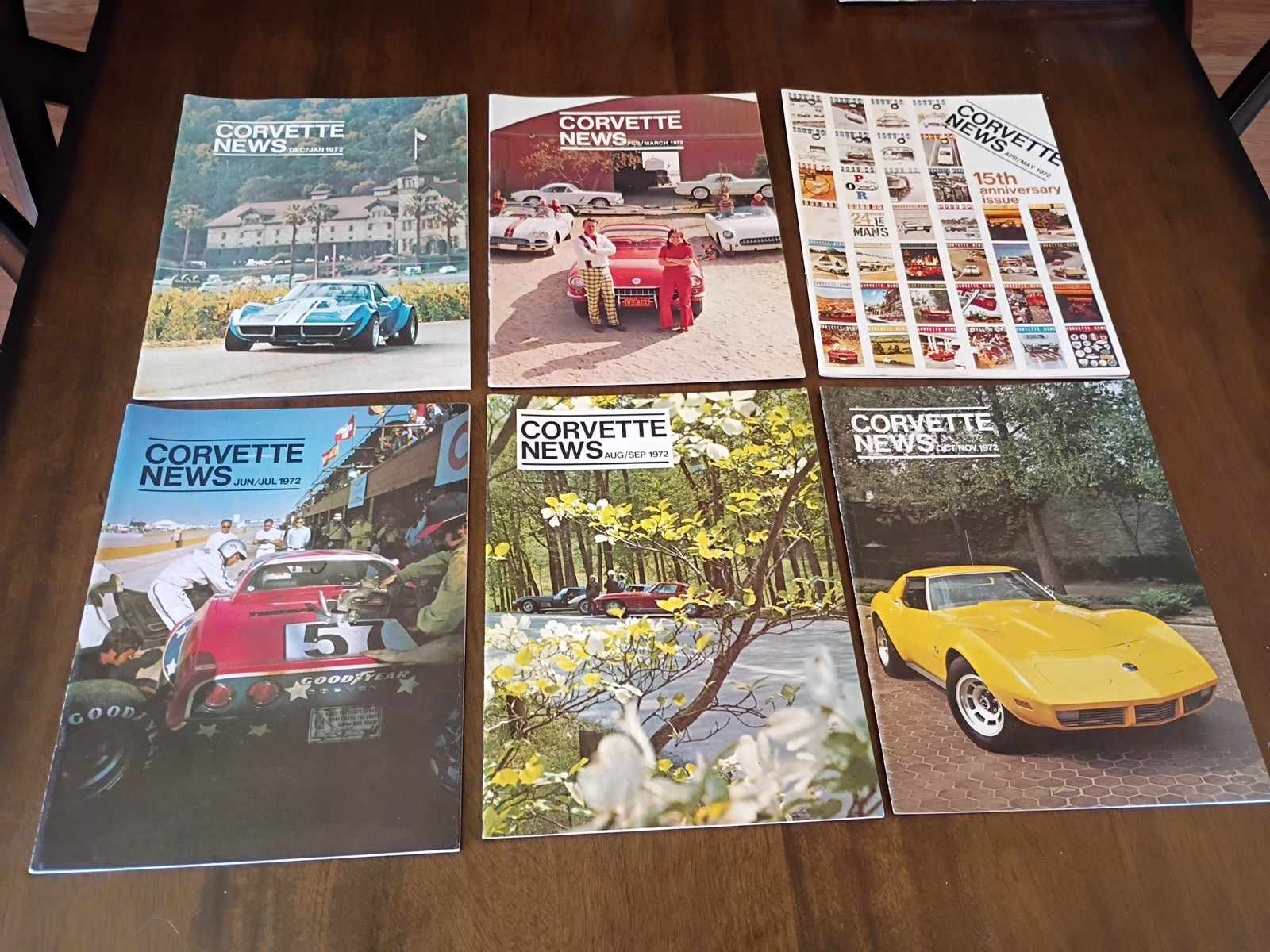 Vintage Corvette News Magazines 1972 Complete Year – 6 issues Set (Bimonthly)