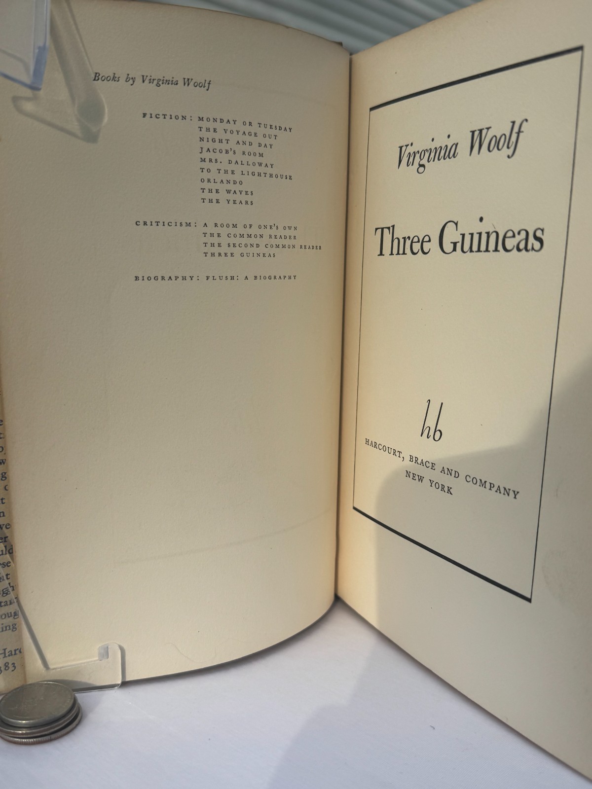 Virginia Woolf Three Guineas 1938 First American Edition Harcourt Brace Original