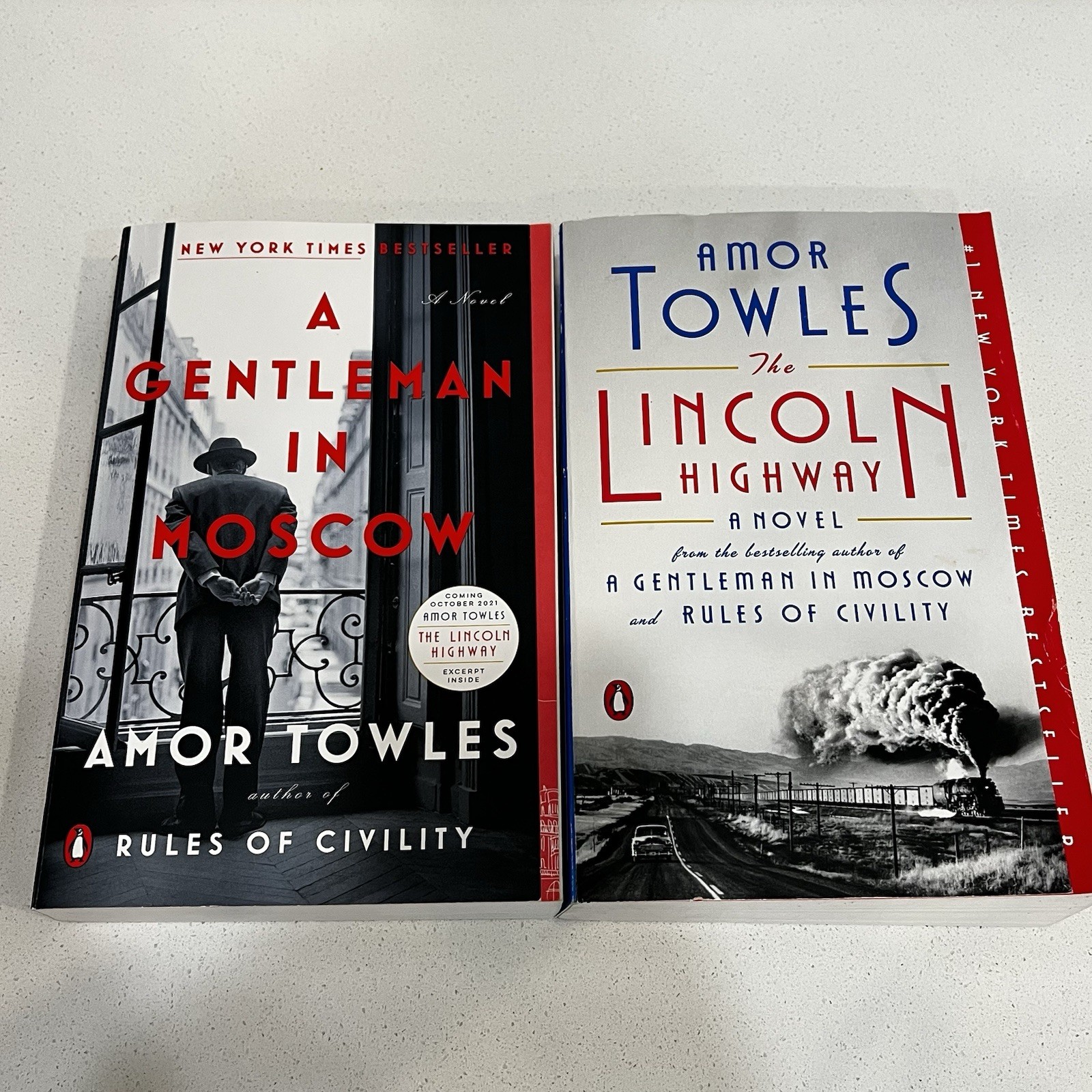 Amor Towles 2 Books A Gentleman in Moscow The Lincoln Highway By Amor Towles PB