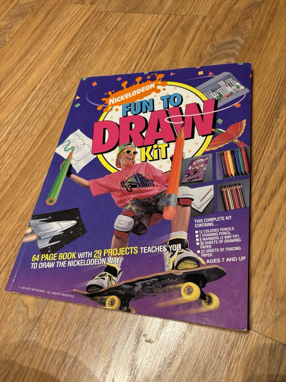 VINTAGE 1991 Retro NICKELODEON, FUN TO DRAW KIT, 64 PAGES WITH 29 PROJECTS