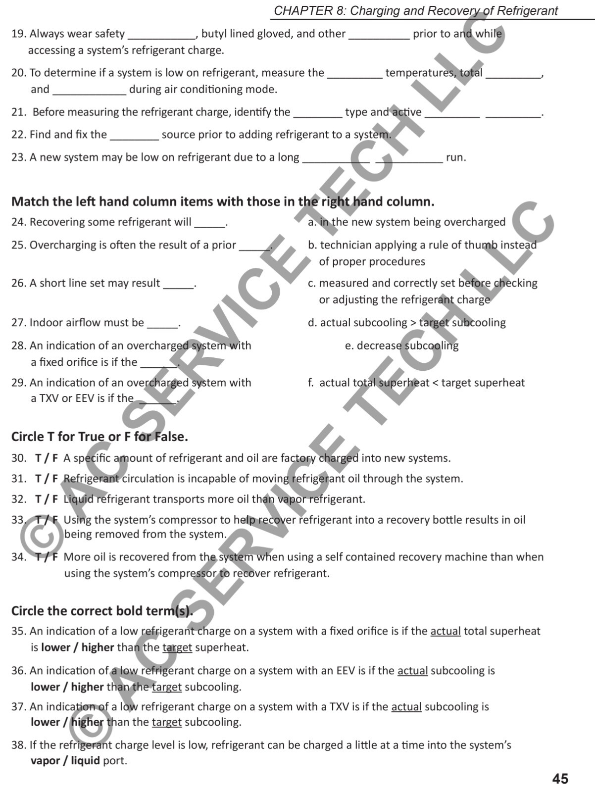 Refrigerant Charging & Service Procedures for AC WORKBOOK – 2nd Ed.