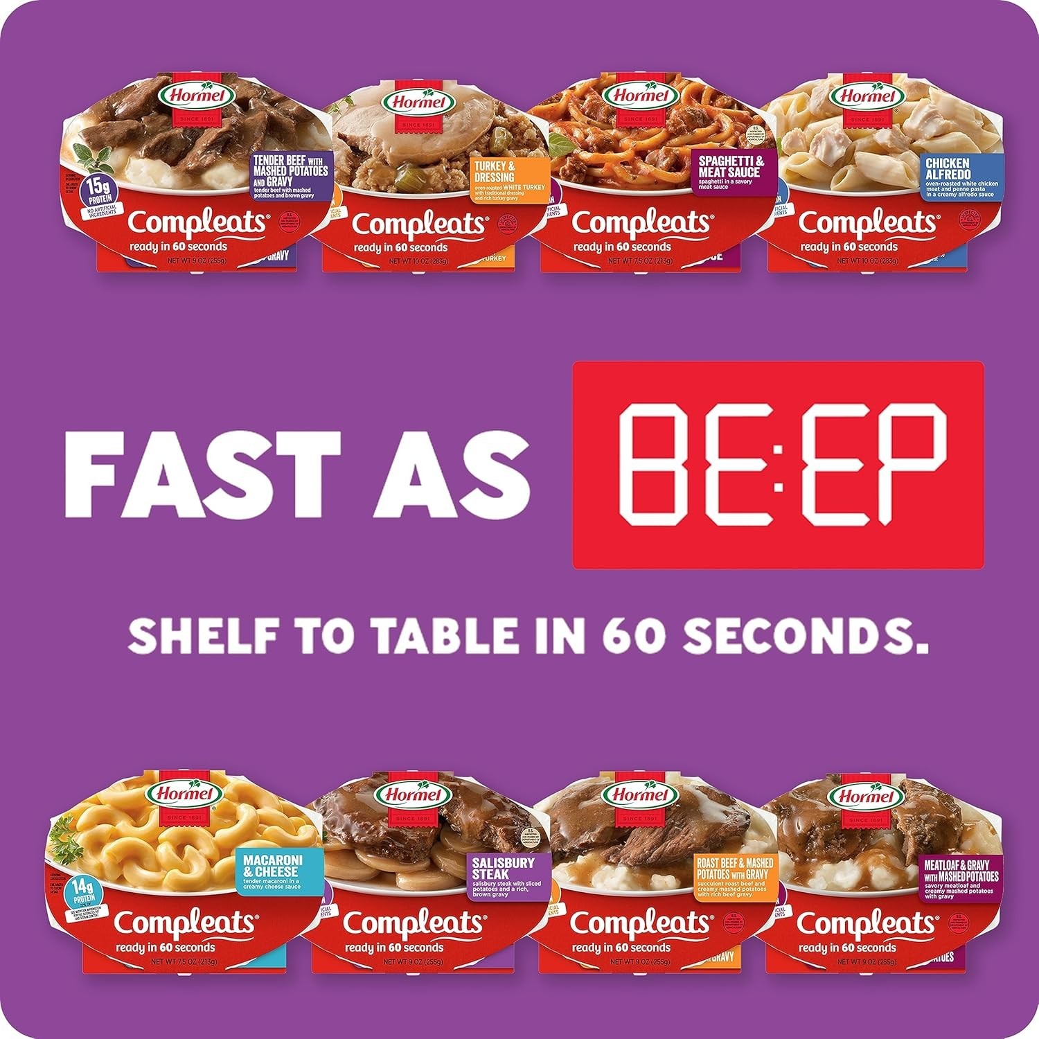 Roast Beef & Mashed Potatoes Microwave Tray – 6 Pack, 9 oz Each, Ready in 60 Sec