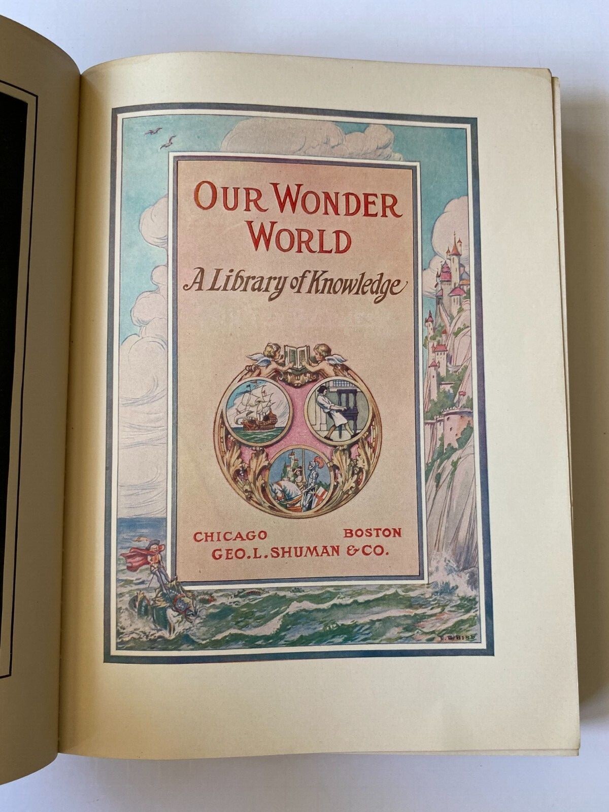 Antique Our Wonder World Vol. X The Quiz Book 1926 Leather Bound Illustrated