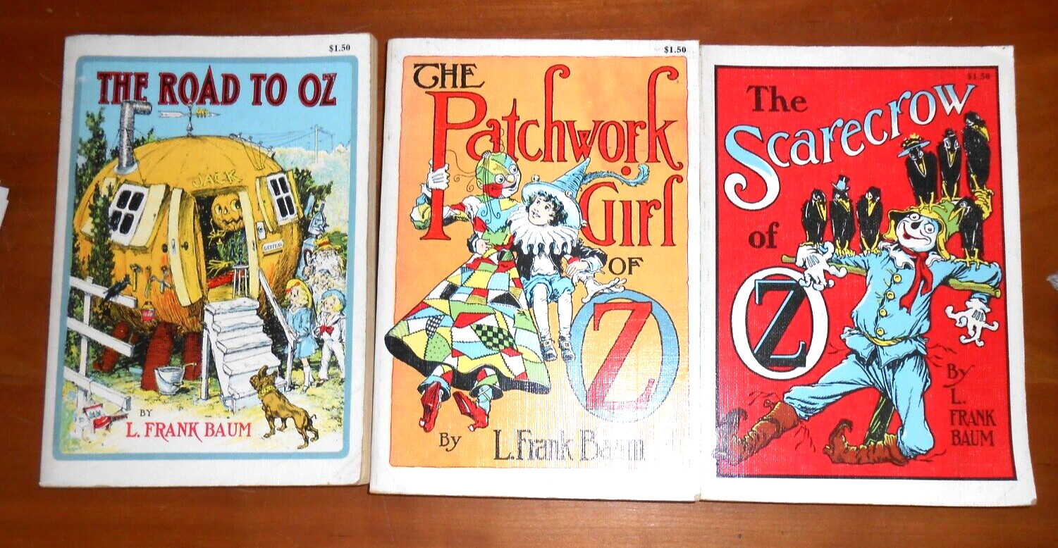 3 L. Frank Baum Oz (Road to~Patchwork Girl~Scarecrow) Rand McNally – TPB GC