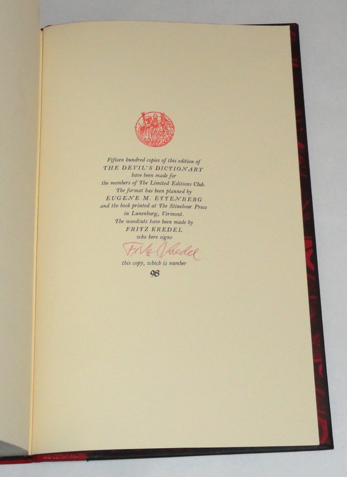 Ambrose Bierce THE DEVIL’S DICTIONARY Limited Editions Club Signed Fritz Kredel