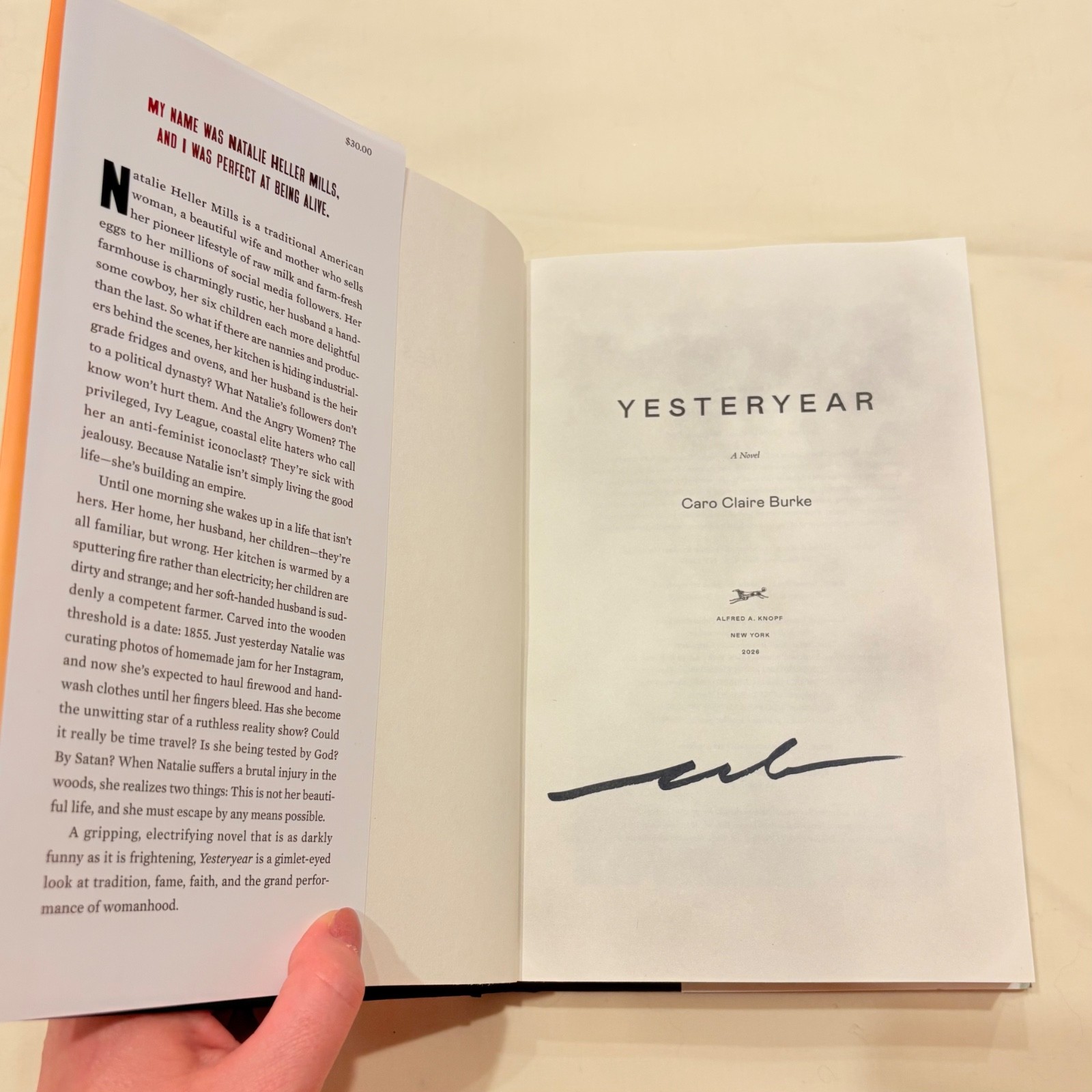 SIGNED Yesteryear : A Novel by Caro Claire Burke 2026 Tradwife Influencer