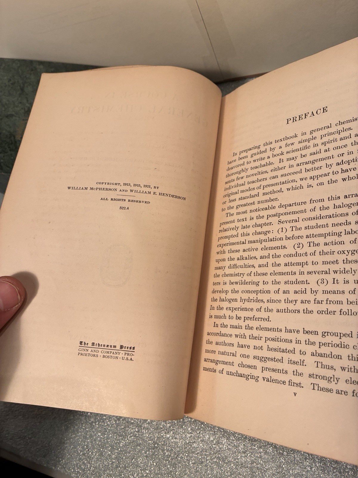 Rare 1921 A Course in General Chemistry McPherson Henderson Hardcover