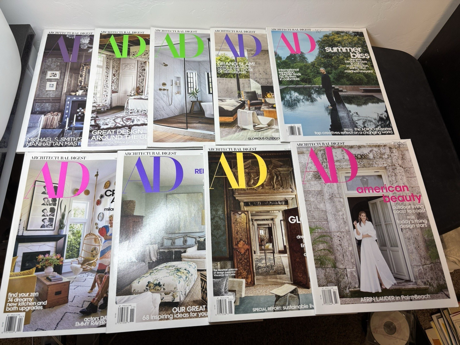 Lot of 9 Architectural Digest Magazines Various Years 2018-2023 Conde Nast