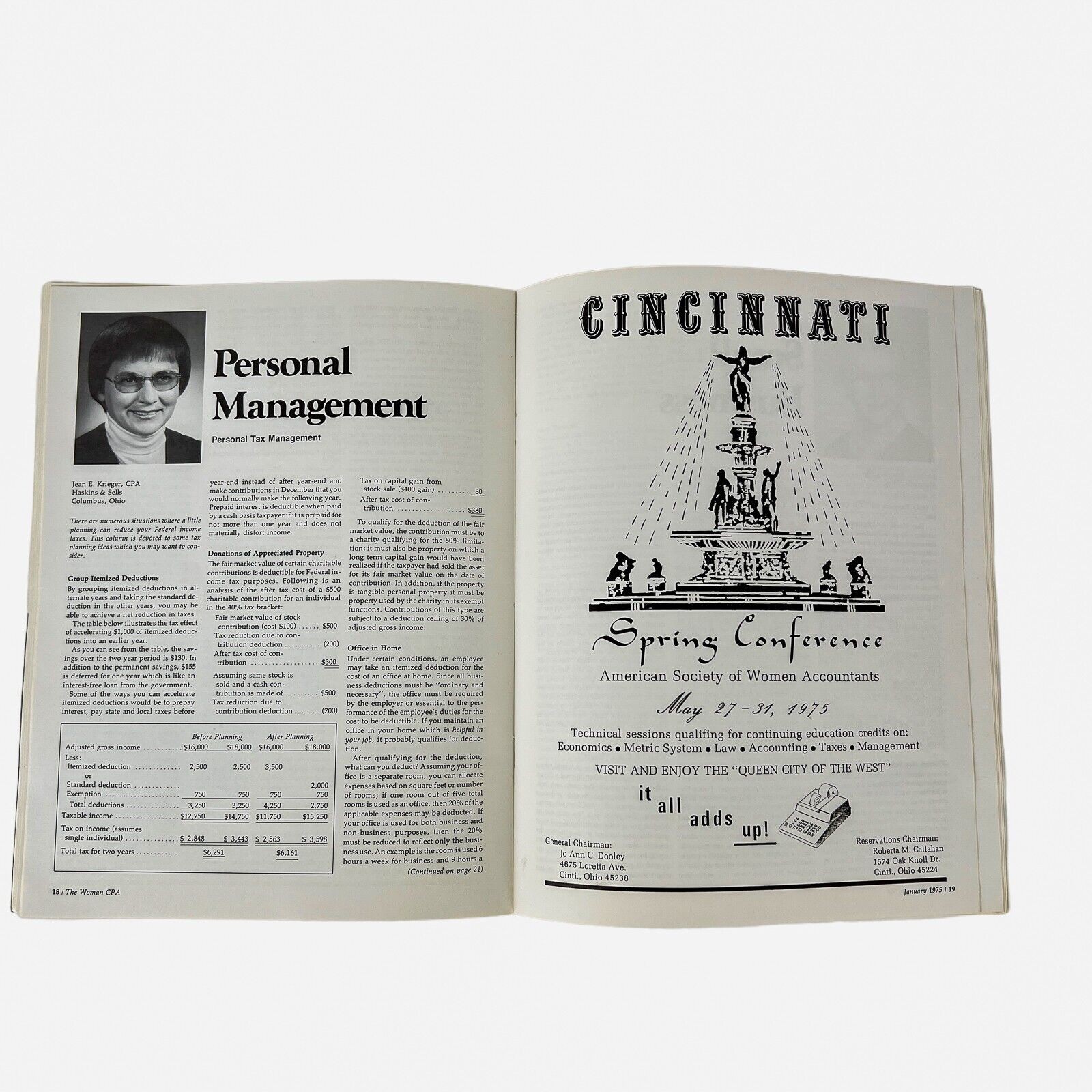 Vintage The Woman CPA Magazine Jan 1975 Vol 37 No 1 Women Accountants Taxes Rare