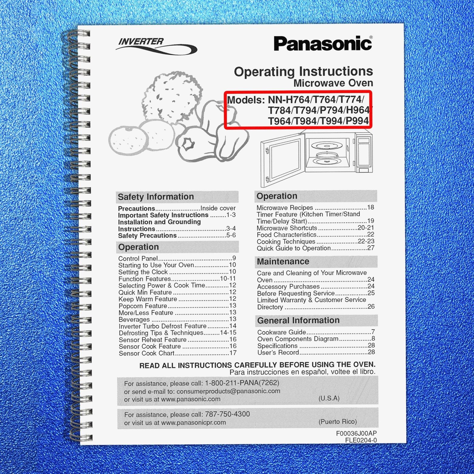 PANASONIC NN-H764 T764 T774 H964 T964 More Microwave Owners Manual – CLOSURE