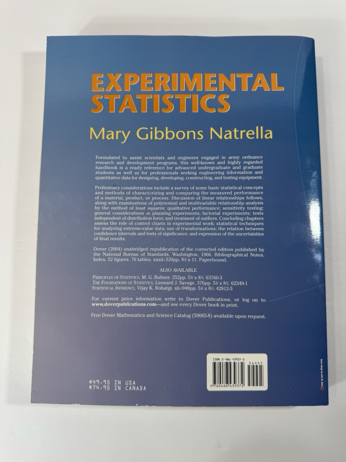Experimental Statistics