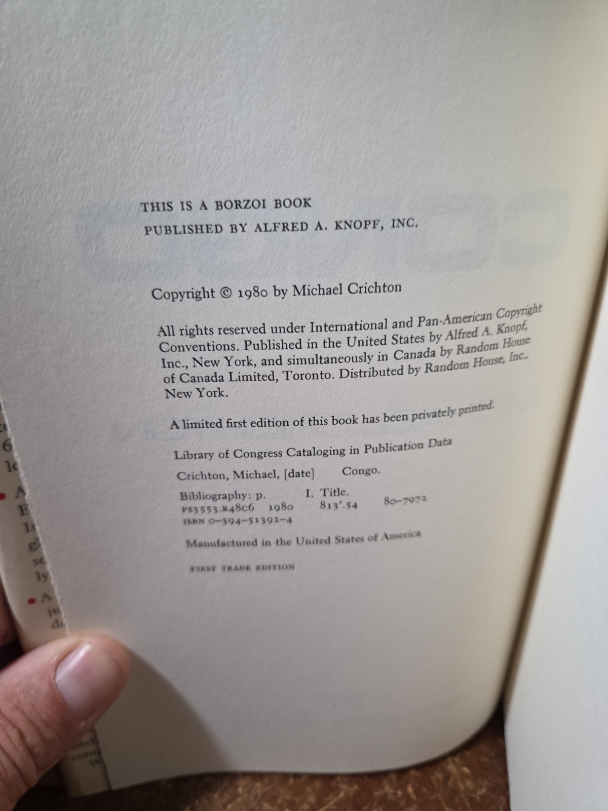 Congo, Michael Crichton, 1st ED/1st Printing, HC/DJ