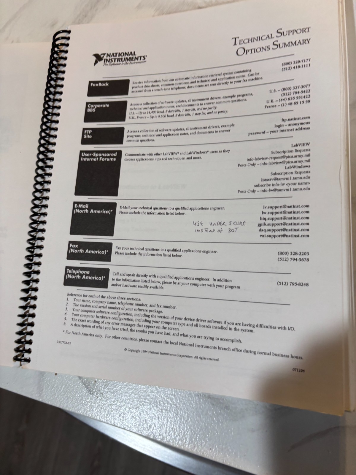 APRIL 1995 EDITION LABVIEW BASICS HAND – COURSE NATIONAL INSTRUMENTS BOOK DATA