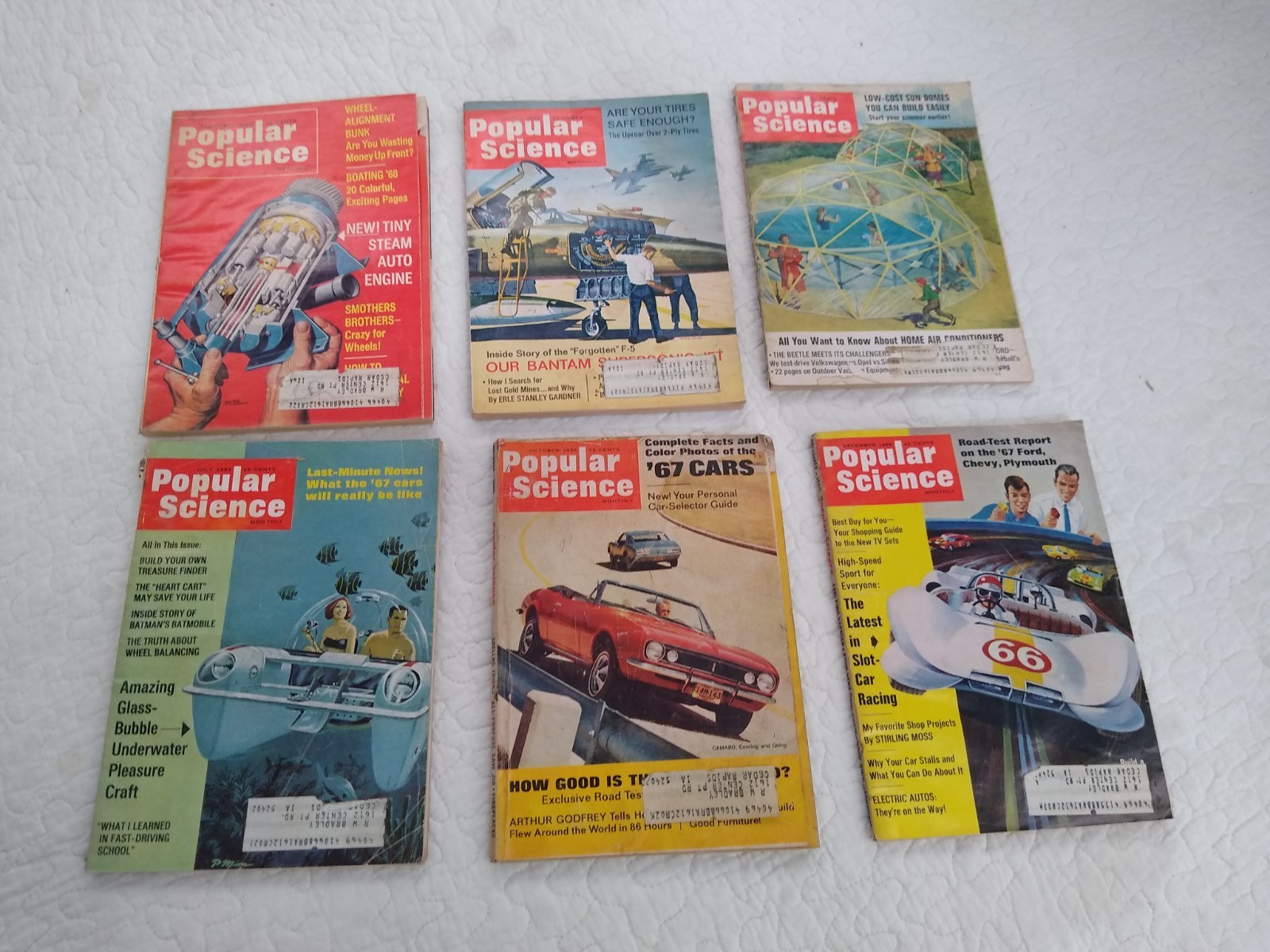 Vintage Popular Science Magazines 1966 Lot of 6 Feb March May July Oct Dec