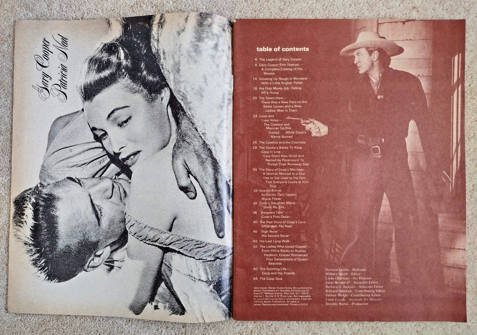Gary Cooper Series Greats #6 (Barven, US, 1972) career retrospective 68pp