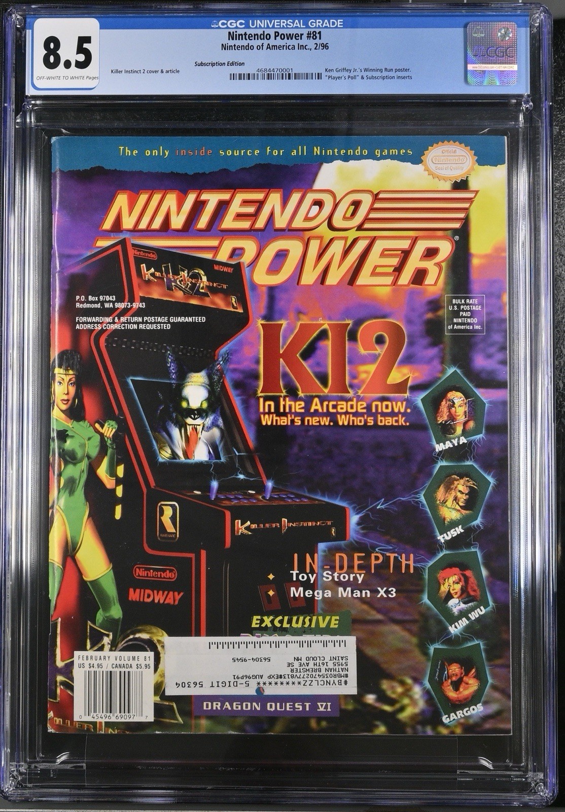 TOP POP 8.5 Nintendo Power Magazine #81 Killer Instinct 2 Graded CGC KI2 Rare NM