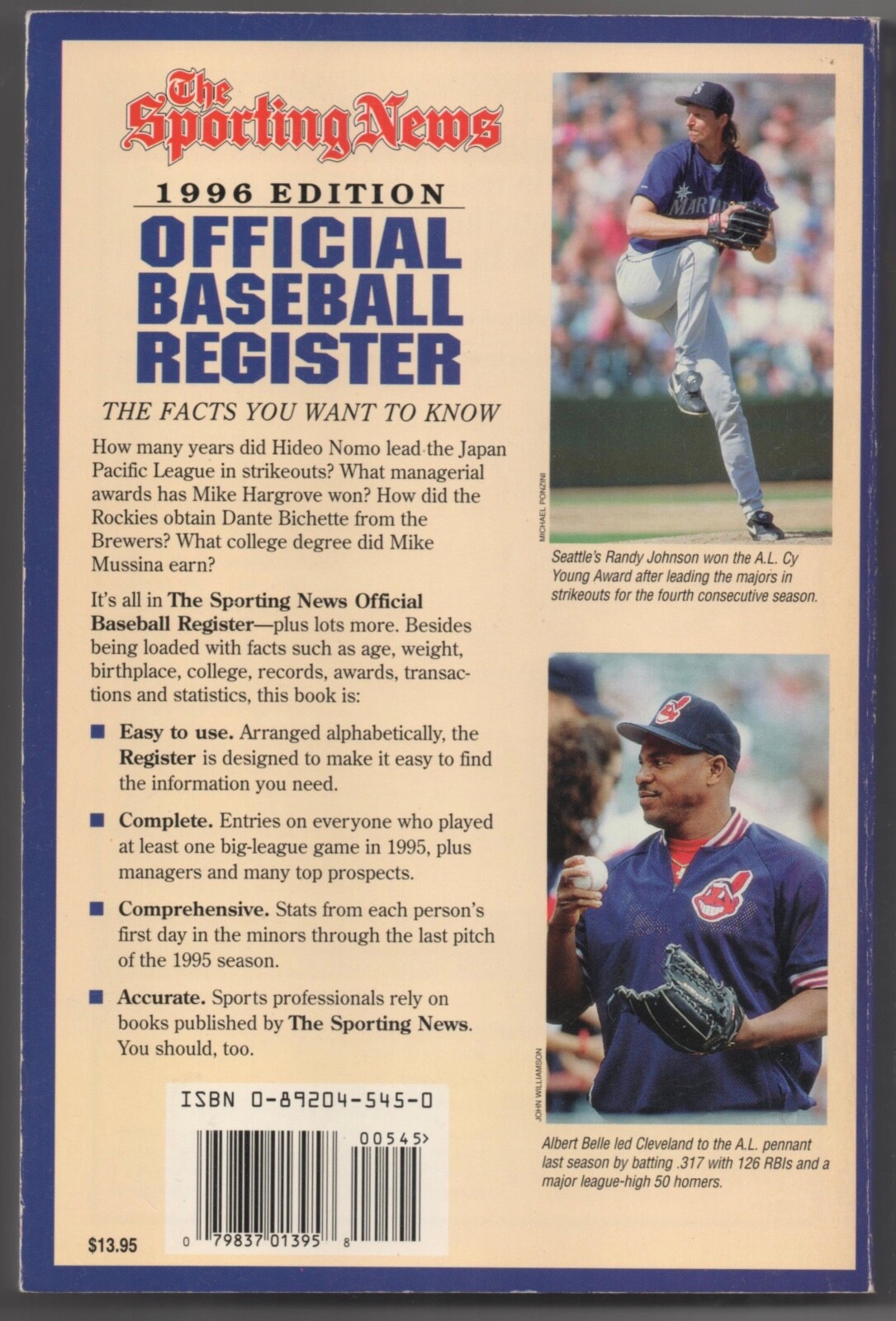 1996 The Sporting News Baseball Register, HOFer Greg Maddux on the cover