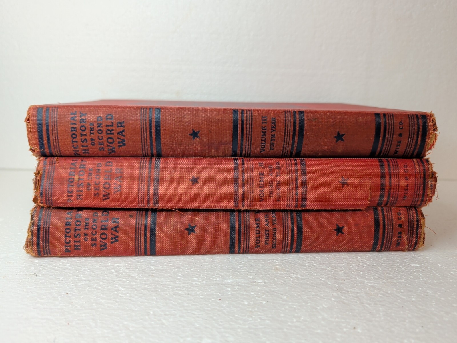 1944 Wise & Co. PICTORIAL HISTORY OF THE SECOND WORLD WAR VOL 1-3 WWII