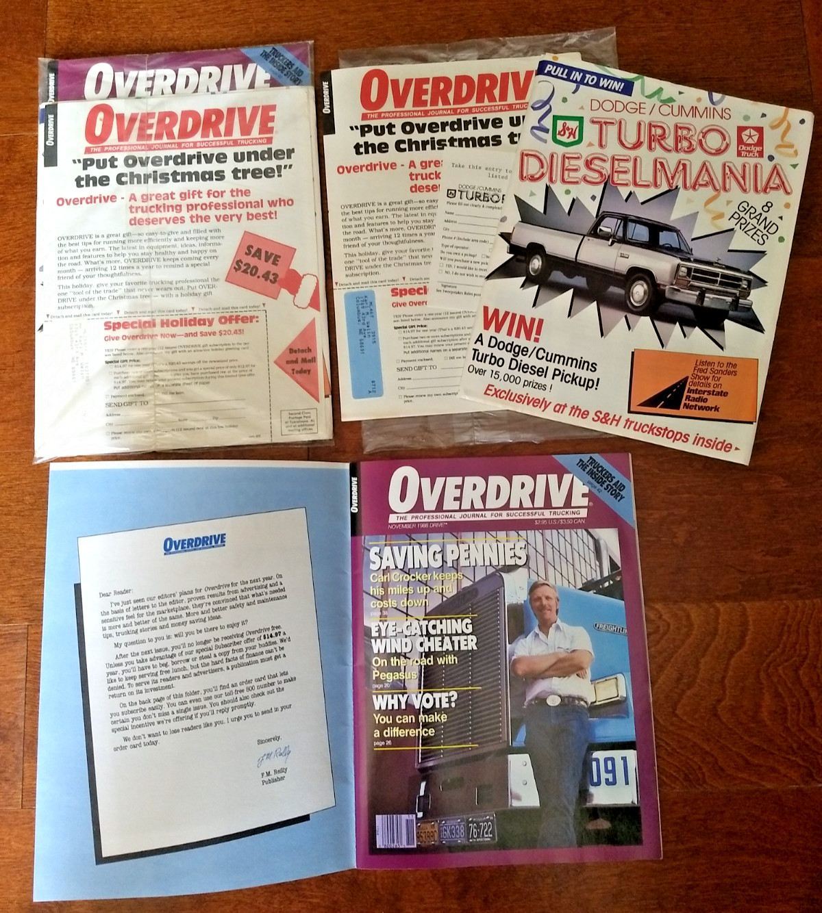 2 Lot OVERDRIVE Magazine Publication For Independent Truckers NOVEMBER 1988 NOS