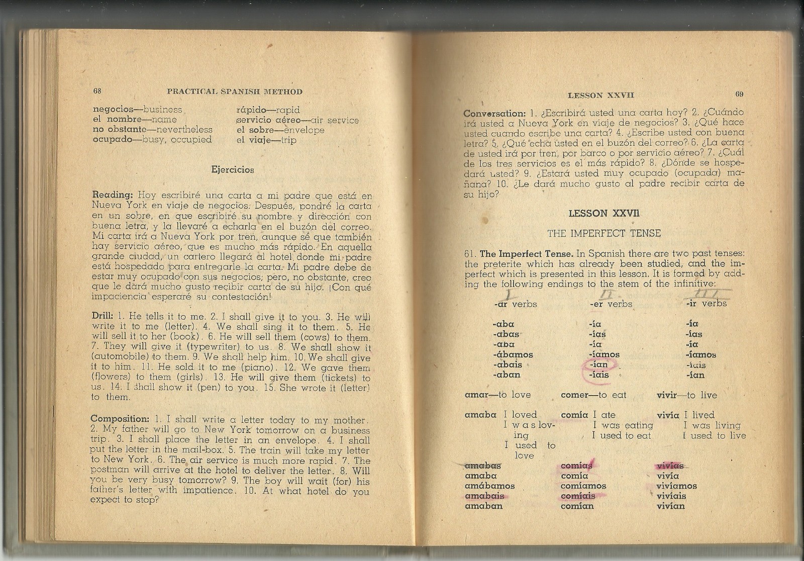 Vintage 1944 Practical Spanish Method Beginners Course by Alfonso Carrillo