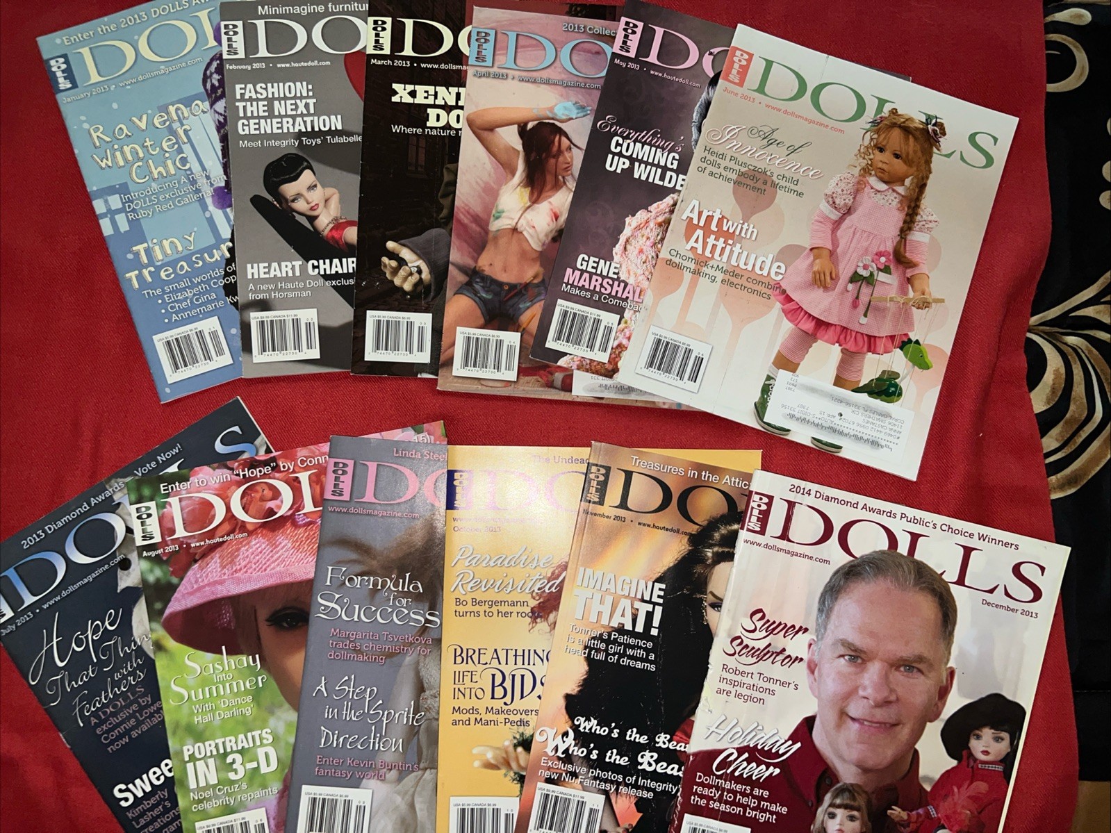 Dolls Magazine Lot Of 12 + Calendar Jan Thru Dec 2013