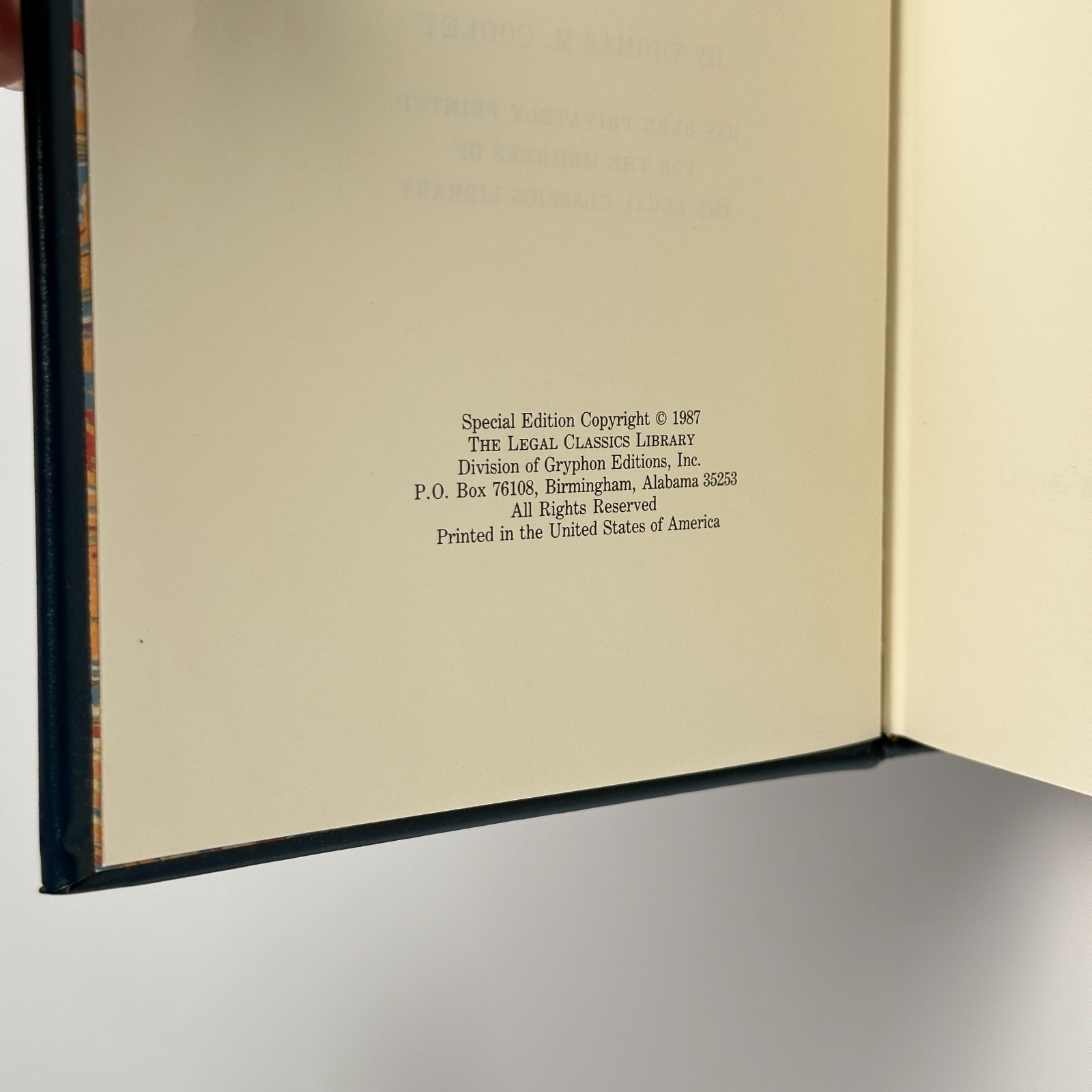 Legal Classics Library “Constitutional Limitations” Cooley (1987, Full Leather)