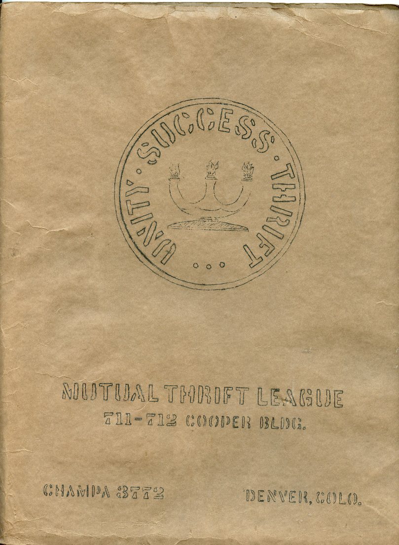 1920’s Denver Colorado History-Mutual Thrift League, Advertising, Co-Op, Bklt