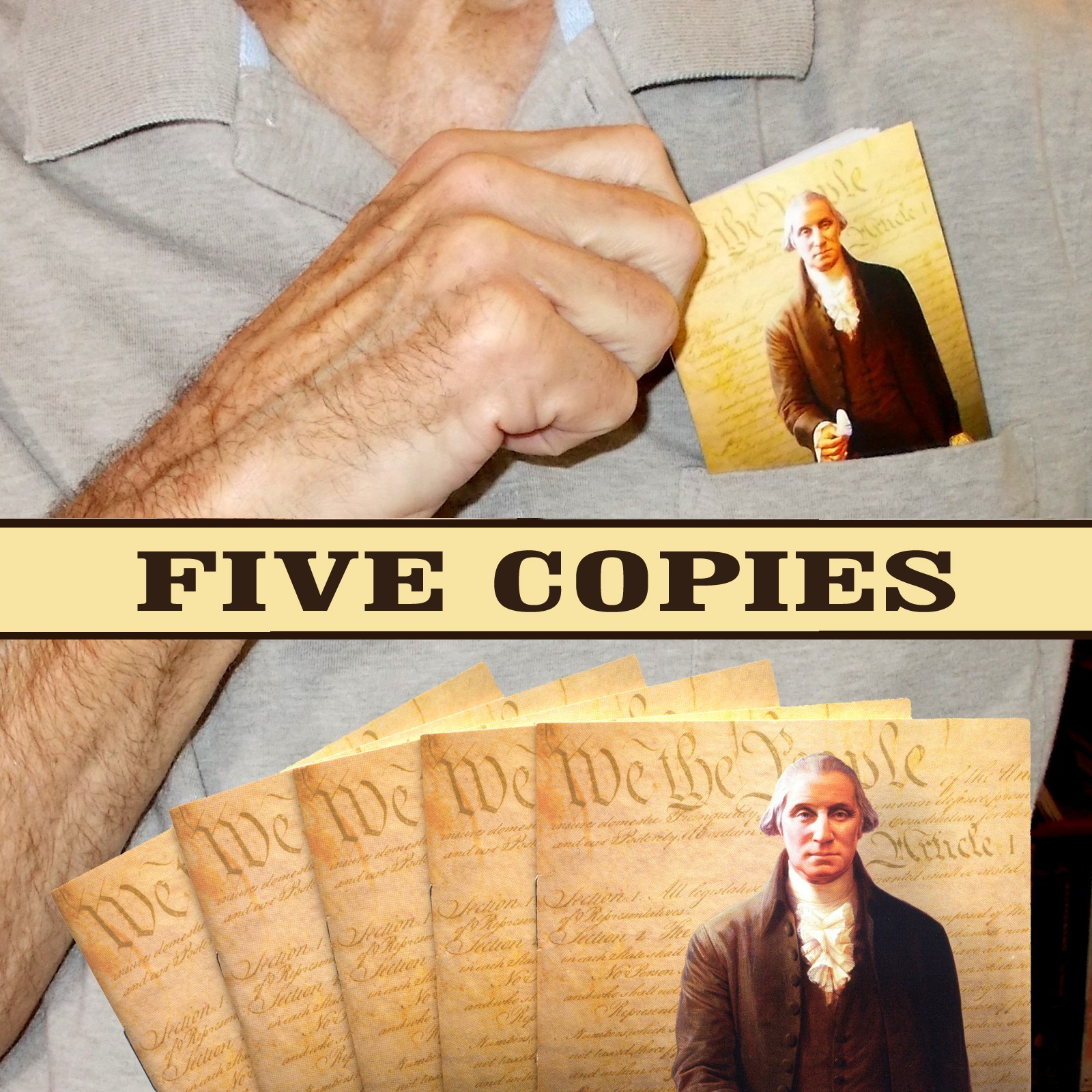 5 COPIES! U.S. Pocket Constitution, Declaration of Independence, Bill of Rights