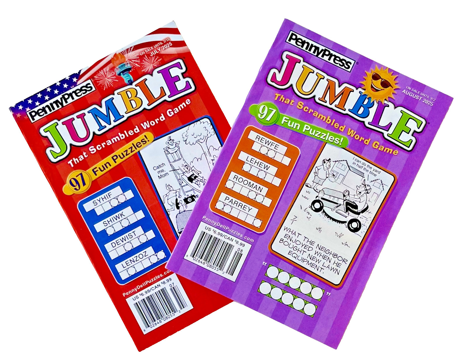 NEW Lot of 2 Penny Press Dell JUMBLE Word Scramble Puzzle Books 97 In Each