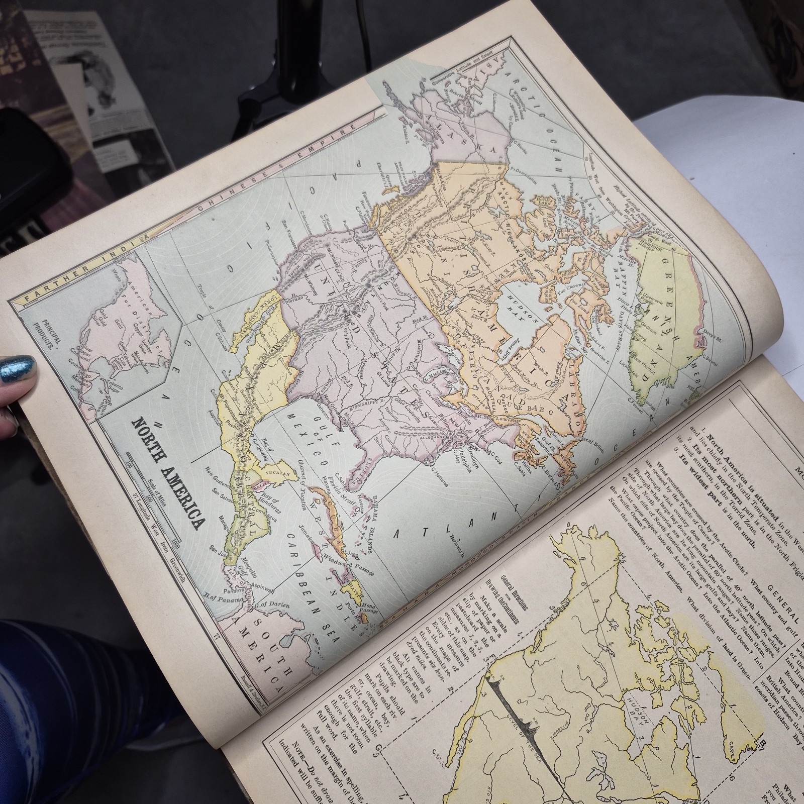 1872 Monteith’s Comprehensive Geography New England Edition Atlas Color Maps C03