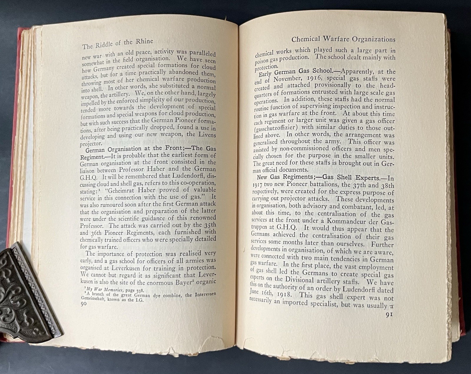 Vintage 1923 Book Riddle of the Rhine Chemical Strategy in War & Peace Lefebure