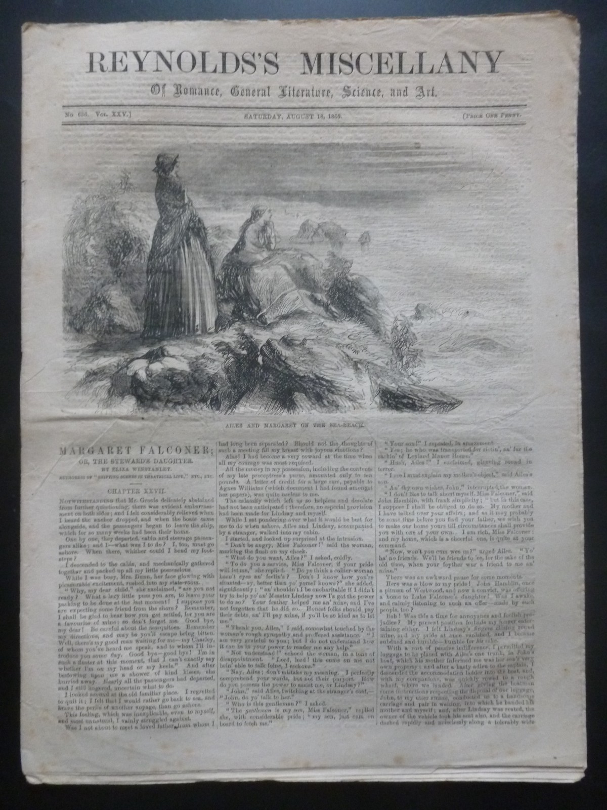 Anonymously Edited – REYNOLD’S MISCELLANY No. 636, Aug i8, 1860 – Story Paper