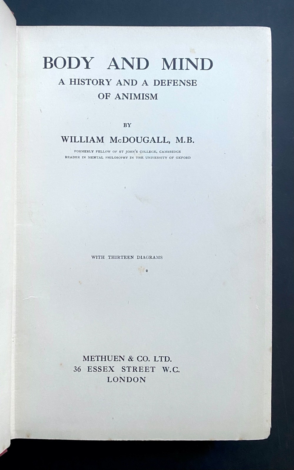 1911 – BODY & MIND – McDougall – 1ST EDITION – Animism – Psychology – Philosophy