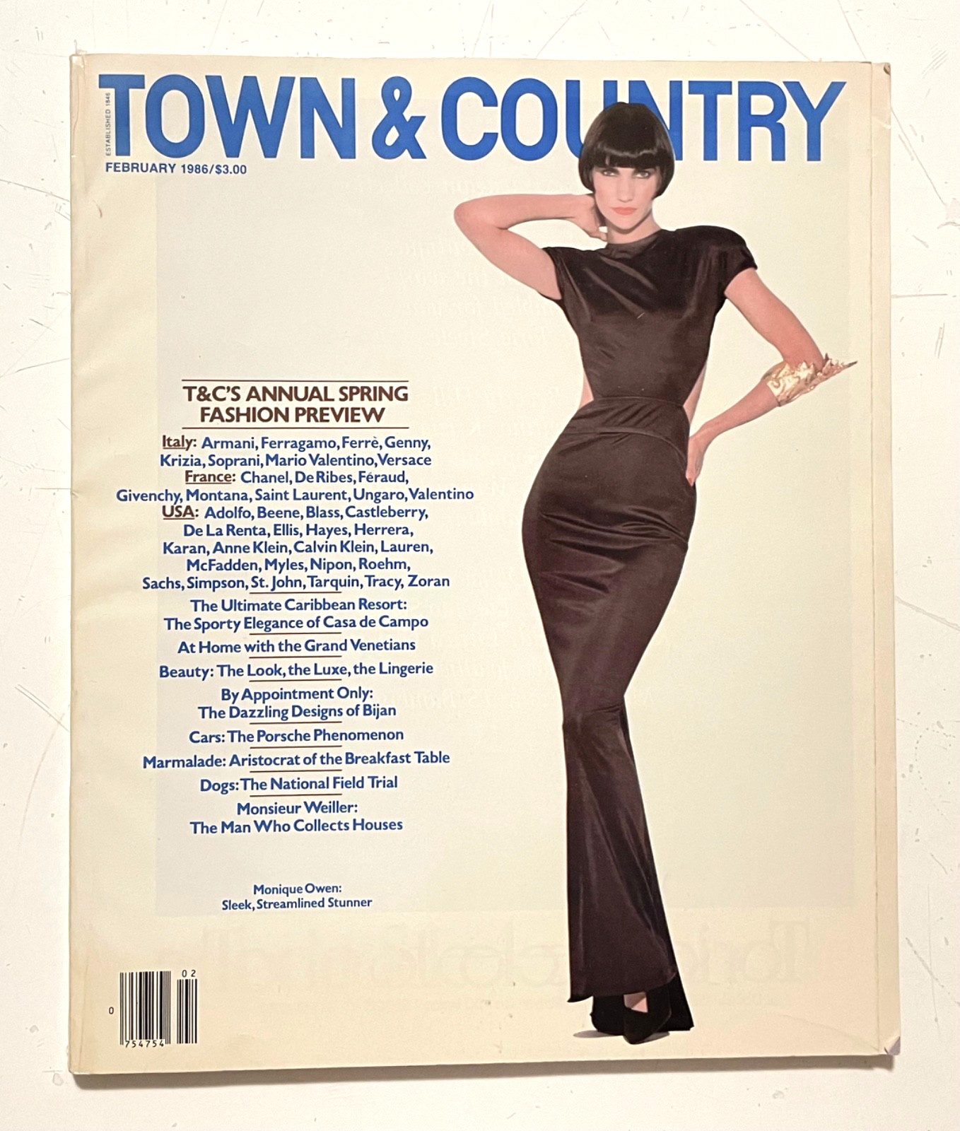 Vintage TOWN & COUNTRY February 1986 SPRING FASHION PREVIEW Versace Adolfo Klein