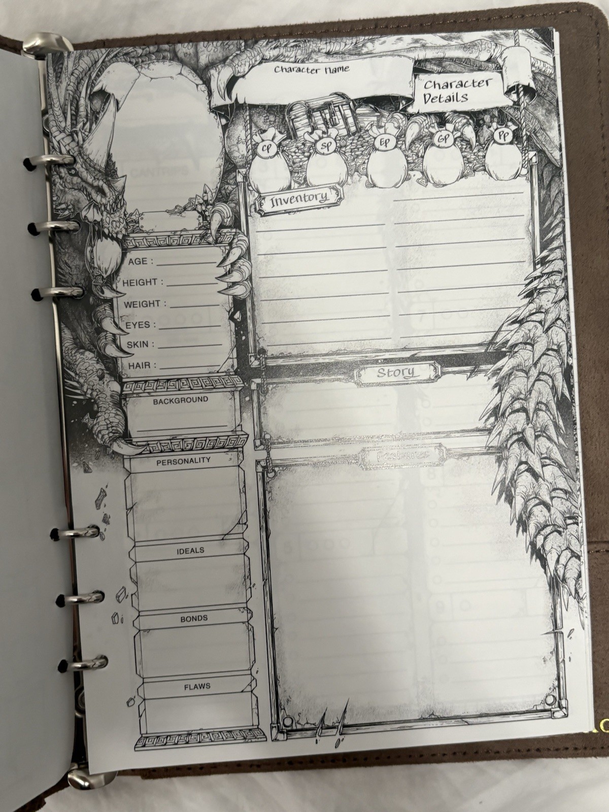The Griffon’s Saddlebag – Character Binder Faux Leather