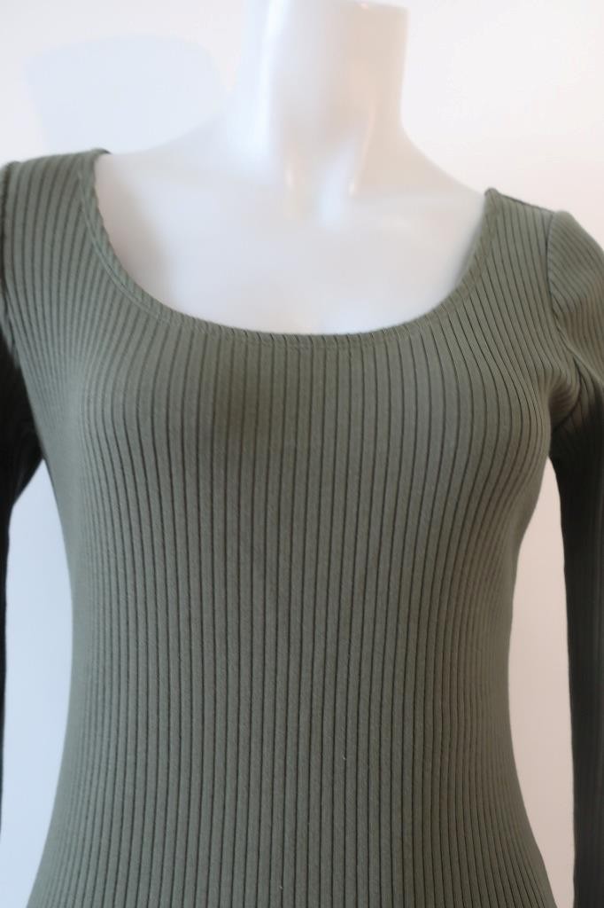 NWT Womens Calvin Klein Jeans Green Ribbed Midi Dress S