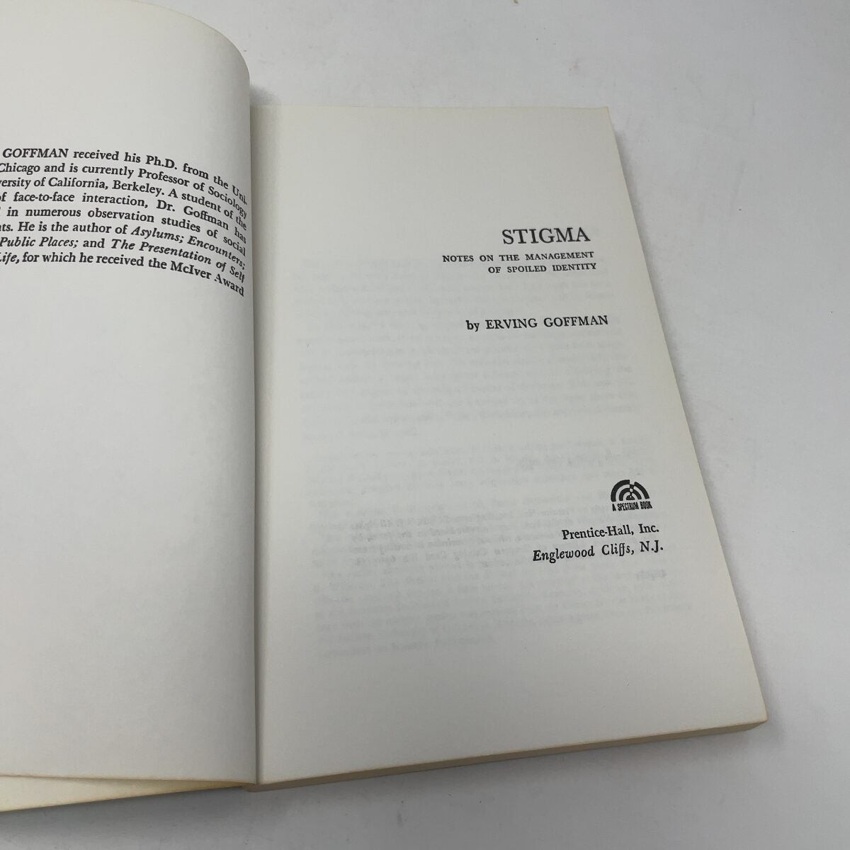 Stigma by Erving Goffman PB First Edition Very Good 1963