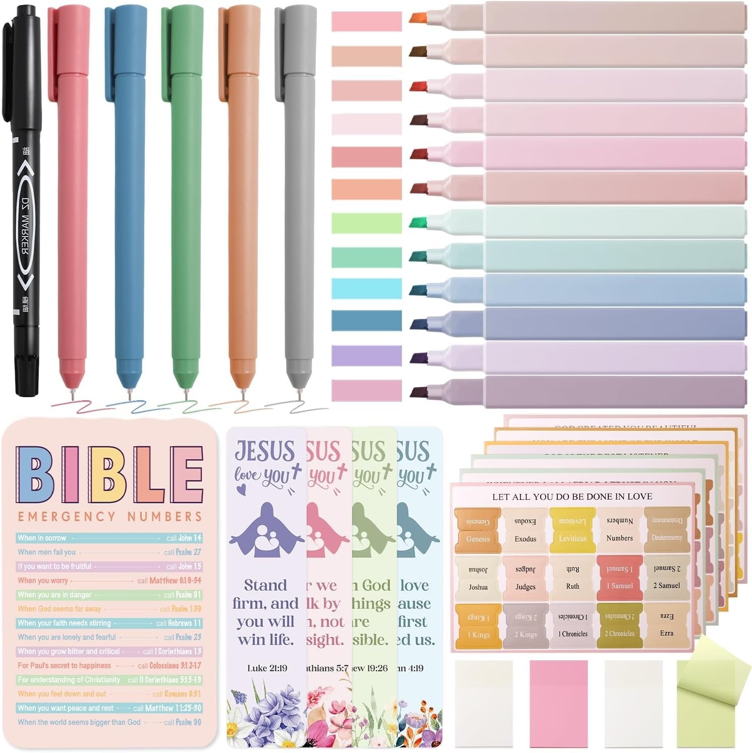 Comprehensive Bible Study Journaling Supplies Set – Highlighters & Tabs Included
