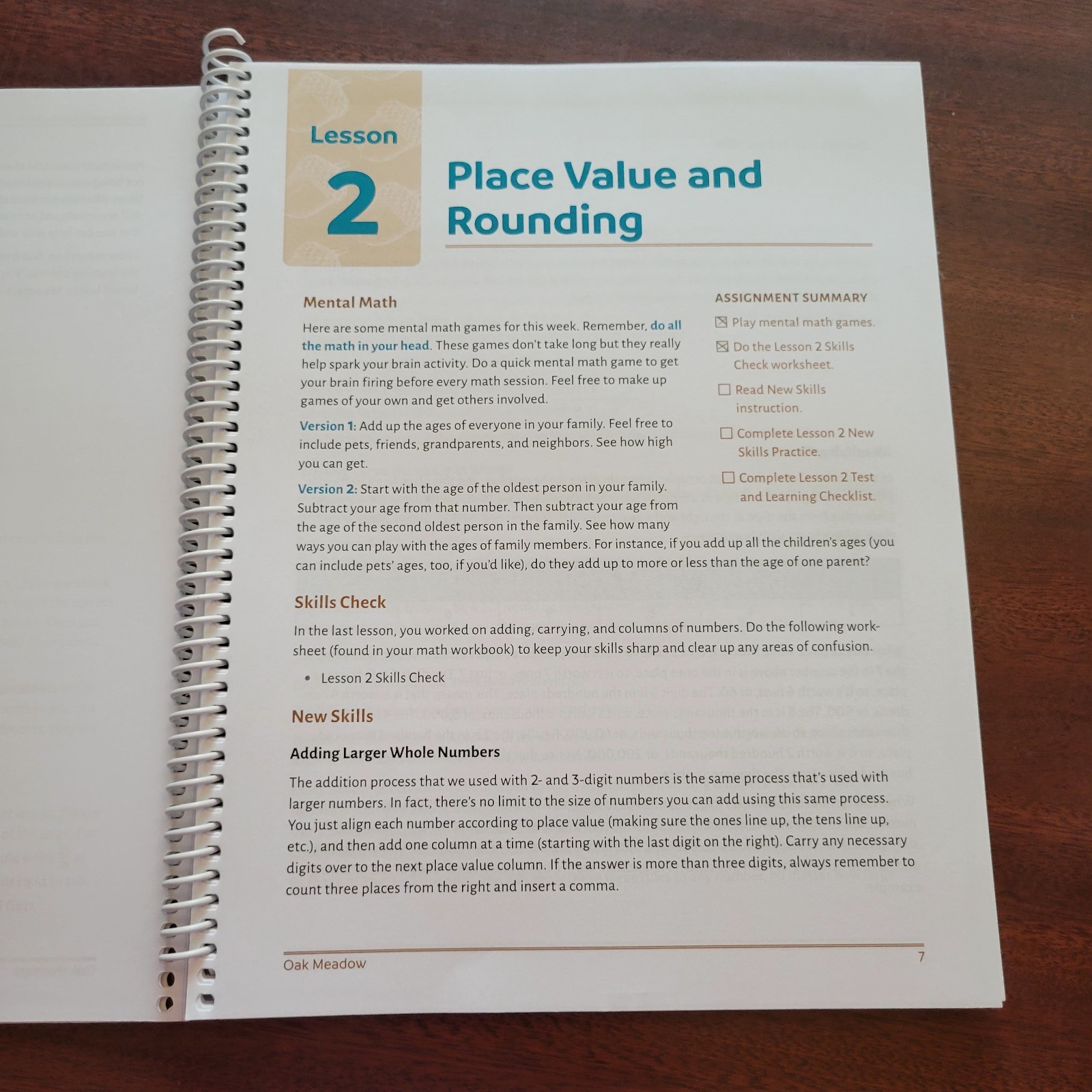 Oak Meadow 5th Grade Math Coursebook, 2021, Current Edition.