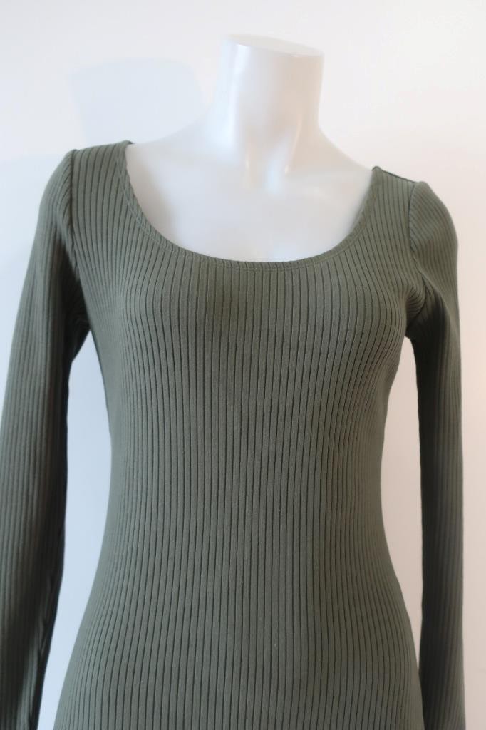 NWT Womens Calvin Klein Jeans Green Ribbed Midi Dress S