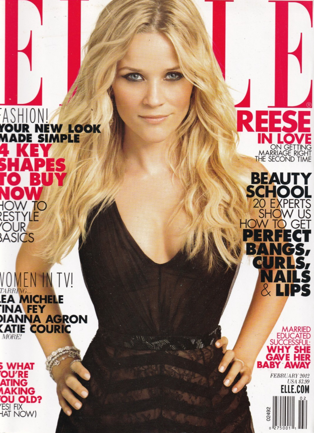 Elle Magazine Reese Witherspoon Fashion Women in TV Perfect Hair Lips Nails 2012